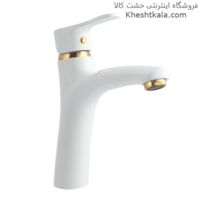 خرید شیر روشویی سفید طلایی طرح صدف -min