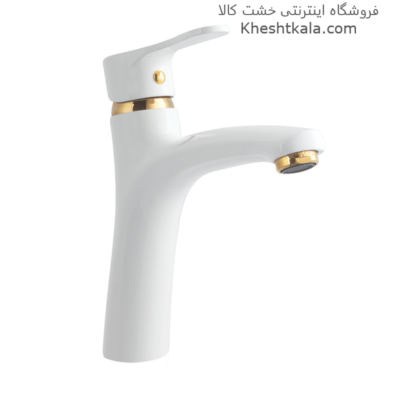 خرید شیر روشویی سفید طلایی طرح صدف -min
