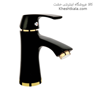 خرید شیر روشویی مشکی طلایی طرح لوتوس-min