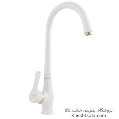خرید شیر ظرفشویی سفید طلایی طرح صدف -min