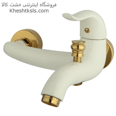 شیر حمام سفید طلایی ساده راسان